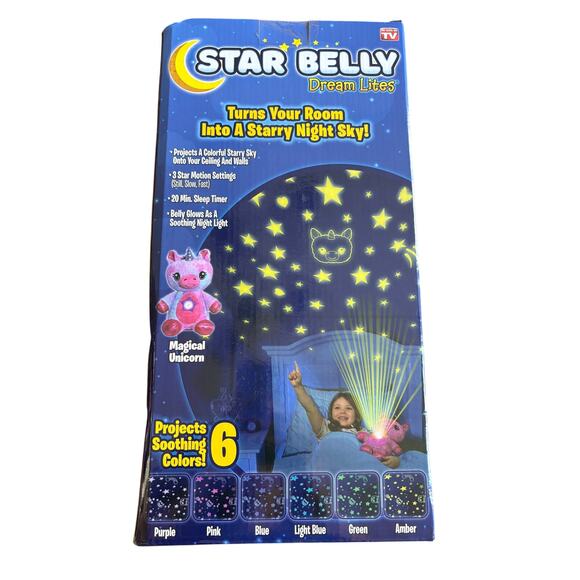 NIB Ontel Star Belly Dream Lites Stuffed Unicorn Night Light Magical Pink/Purple - Picture 7 of 9